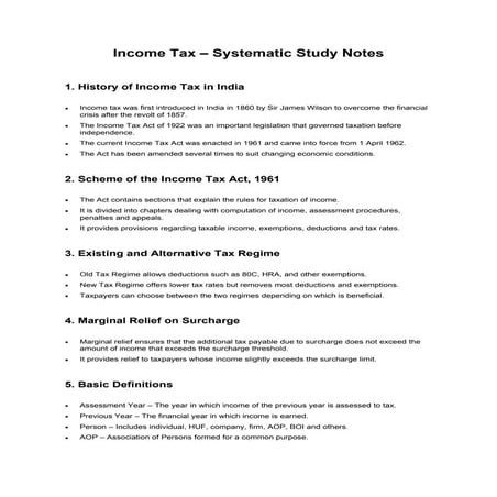 income_tax__notes.pdf BASICS OF INCOME TAX | PDF