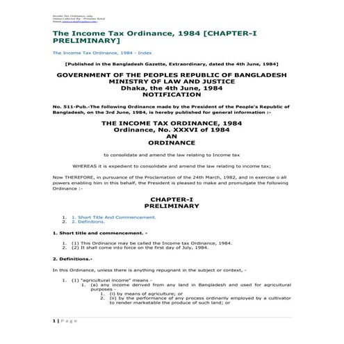 Income tax ordinance 1984