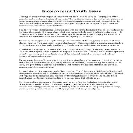 Inconvenient Truth Essay