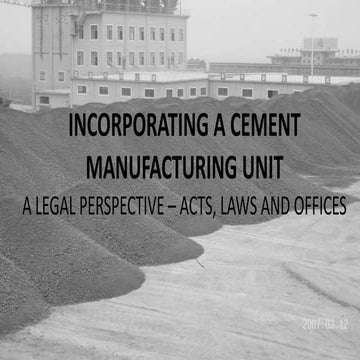 Incorporating a cement manufacturing unit in india