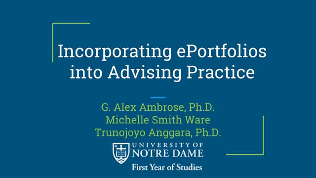 Incorporating ePortfolios  into Advising Practice