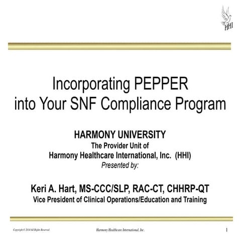 Incorporating PEPPER Into Your SNF Compliance Program