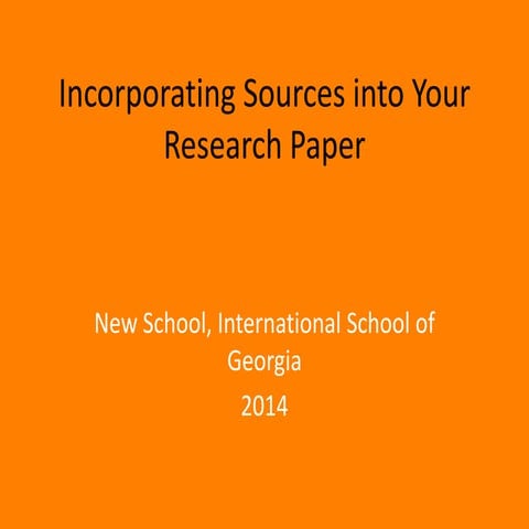 Incorporating sources into your research paper | PPT