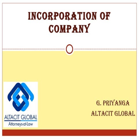 Incorporation of companies
