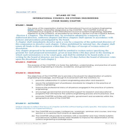 Incose brazil chapter bylaws