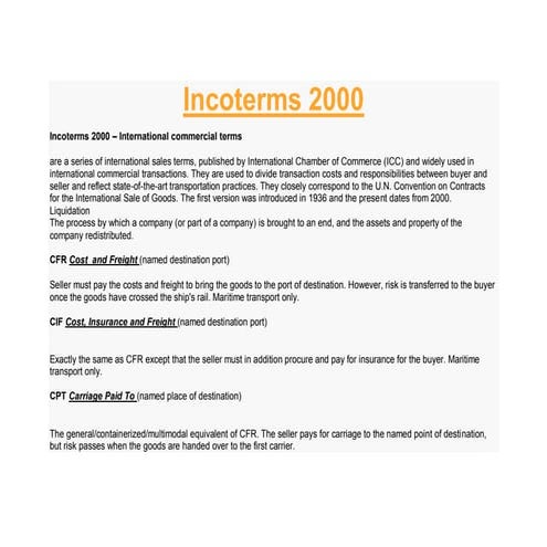 Incoterms 2000