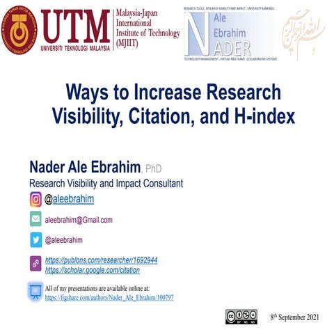Ways to Increase Research Visibility, Citation, and H-index