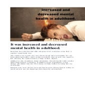 Increased and decreased mental health in adulthood