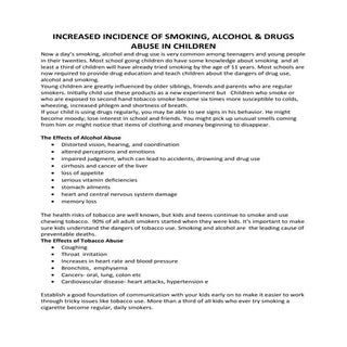 Increased incidence of smoking, alc...