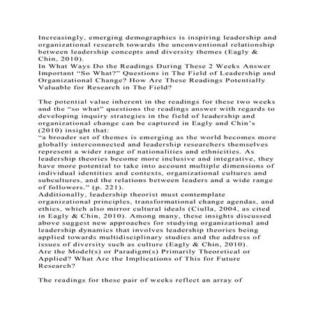 Increasingly, emerging demographics is inspiring leadership and orga.docx