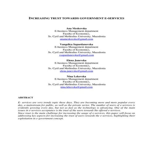 Increasing trust towards governmental e-services