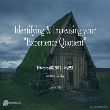 Identifying & Increasing your "Experience Quotient" (Patanjali Chary at Enter...