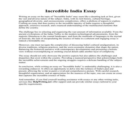 Incredible India Essay