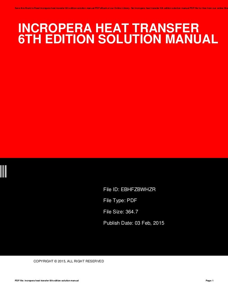 Incropera Heat Transfer 6th Edition Solution Manual