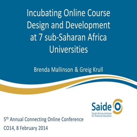 Incubating online course design and development at sub saharan african v2