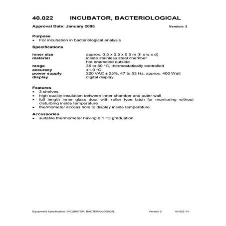 Incubator, bacteriological
