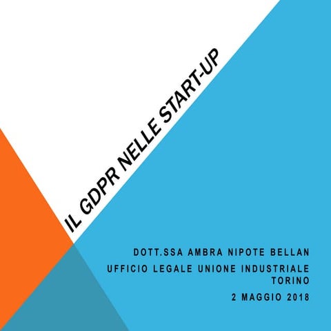 Il GDPR nelle startup