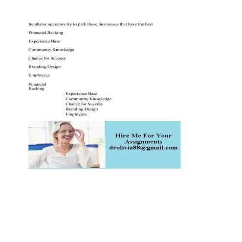 Incubator operators try to pick those businesses that have the best Fi.pdf