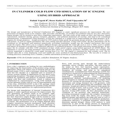 In cylinder cold flow cfd simulation of ic engine using hybrid approach