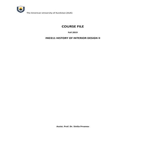 IND311 History of interior design 2, Course File