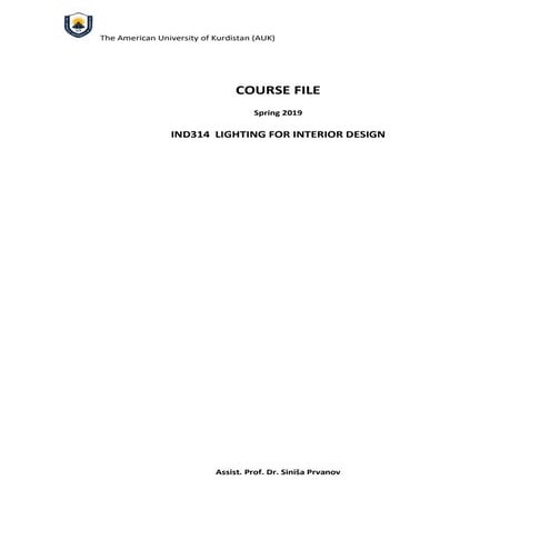 IND314 Lighting for interior design, Course File