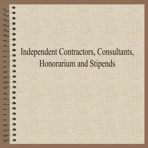 Ind Contractors Consultants Stipends