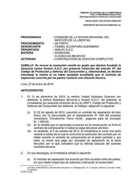 Modelo De Denuncia De Prestacion De Servicio No Idoneo Indecopi