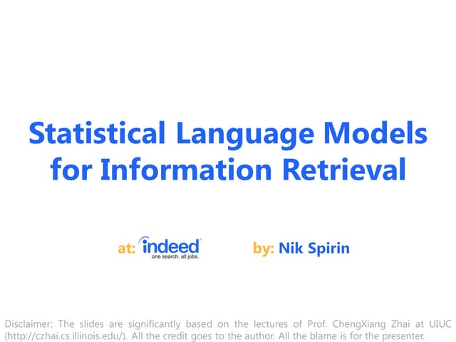Language Models for Information Retrieval