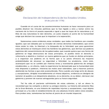 Declaración de Independencia de los Estados Unidos | PDF