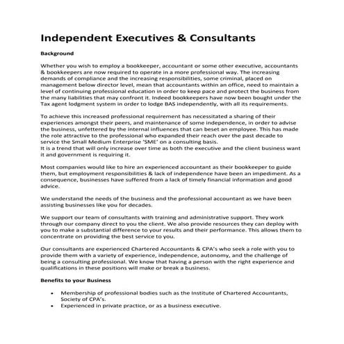 Independent executives consultants