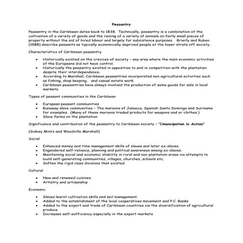 Independent peasantry caribbean studies