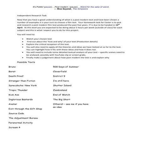 Independent research task yr 13