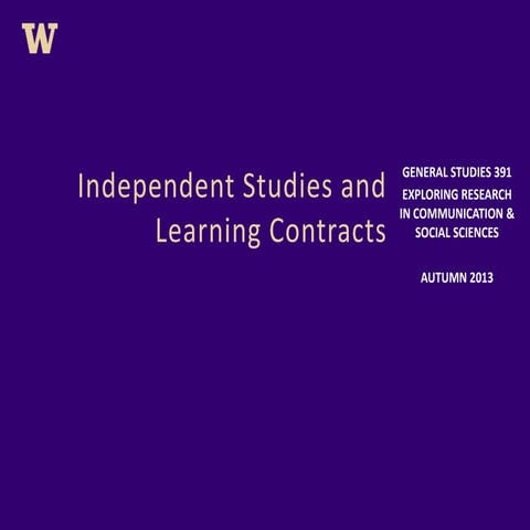 Independent Studies and Learning Contracts Presentation | PPTX