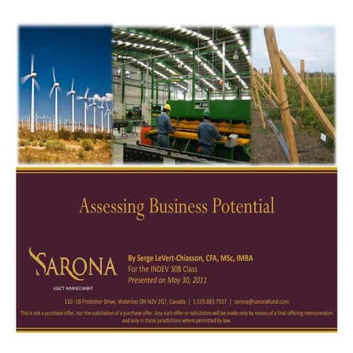 INDEV308 Class 4 - Identifying Business Potential - Serge LeVert-Chiasson, Sa...