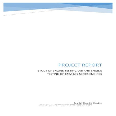 Study of Engine Testing Lab and Engine Testing of TATA 697 series ...