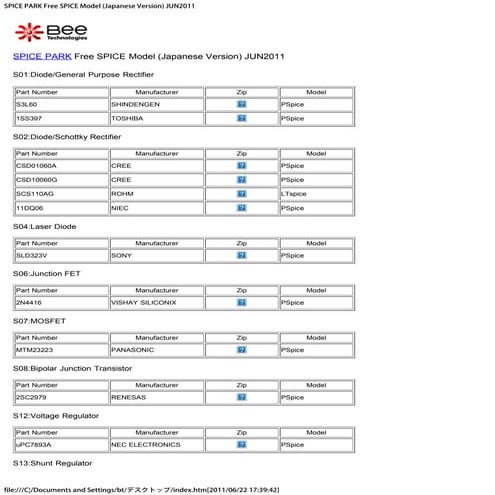 Free SPICE MODEL (JUN2011)