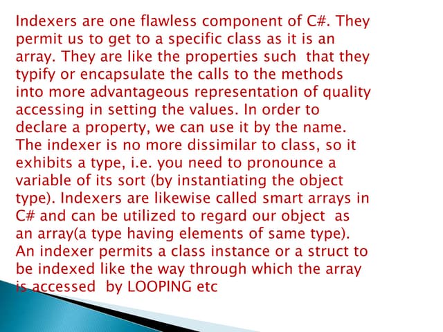 Indexers in C#