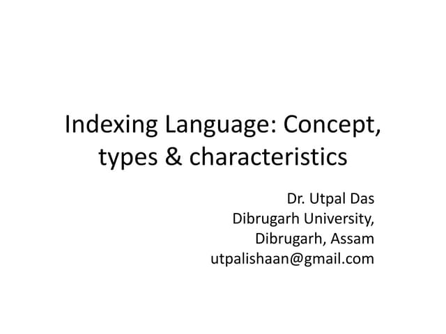 Indexing language concept types and characteristics