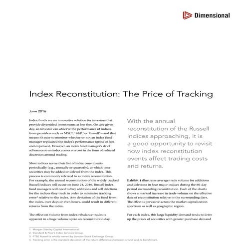 Index reconstitution  the price of tracking