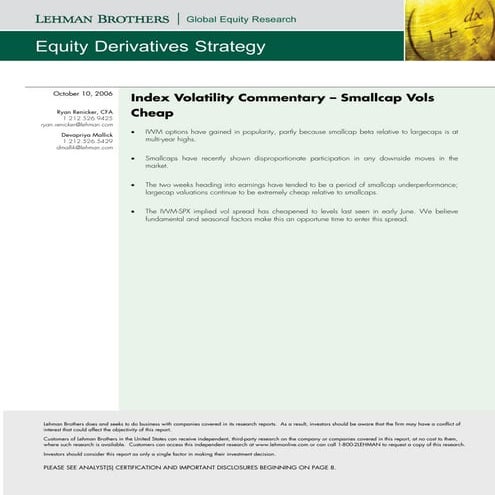 Option Implied Volatility for Small Cap Stocks