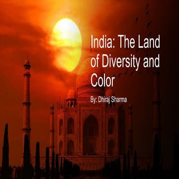 Diversity in India in terms of culture, food, dresses | PPTX