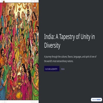 India: Exploring the Rich Tapestry of Culture, Unity, and Diversity | PPTX