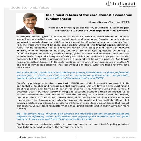 India must refocus at the core domestic economic fundamentals