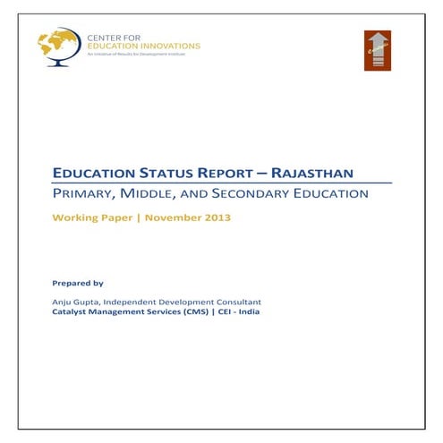 India state education report - rajasthan | PDF