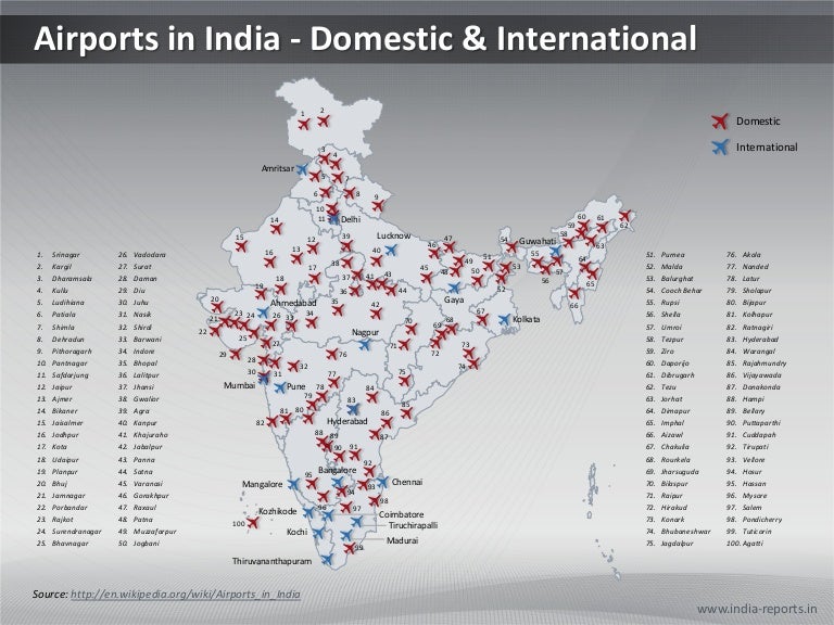 National Airport Map Of India