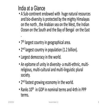 India at a glance (economy)