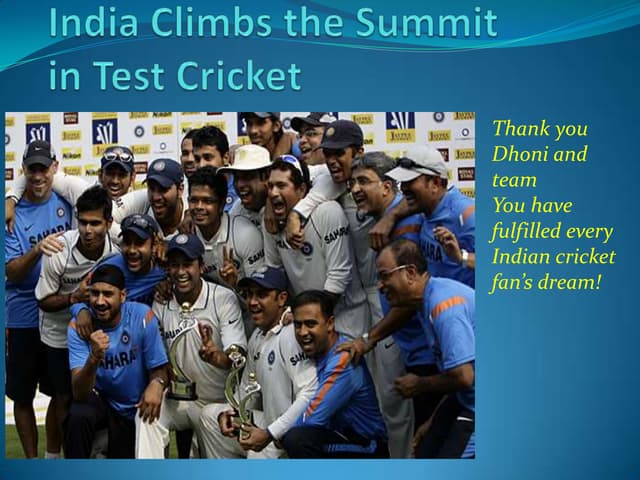 India Climbs Summit in Test Cricket