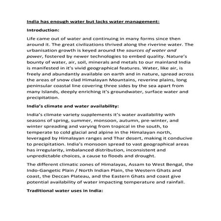 India has enough water but lacks water management.docx