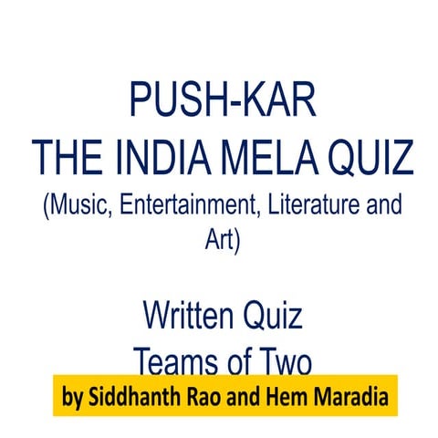 Pushkar: The India Mela Quiz