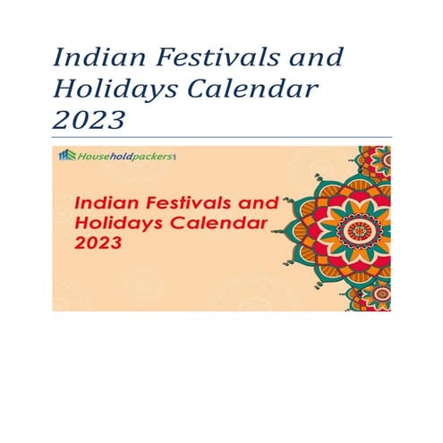 Indian Festivals and Holidays Calendar 2023 | PDF